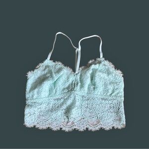 ◻️AERIE: Women’s size S, teal laced padless bralette w/cut-outs, barely worn◻️
